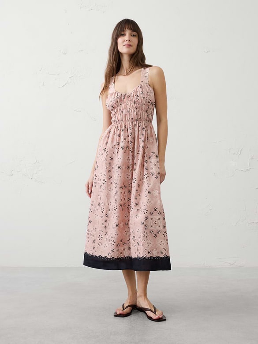 Banana Republic Factory Voile Shirred Bust Midi Dress S